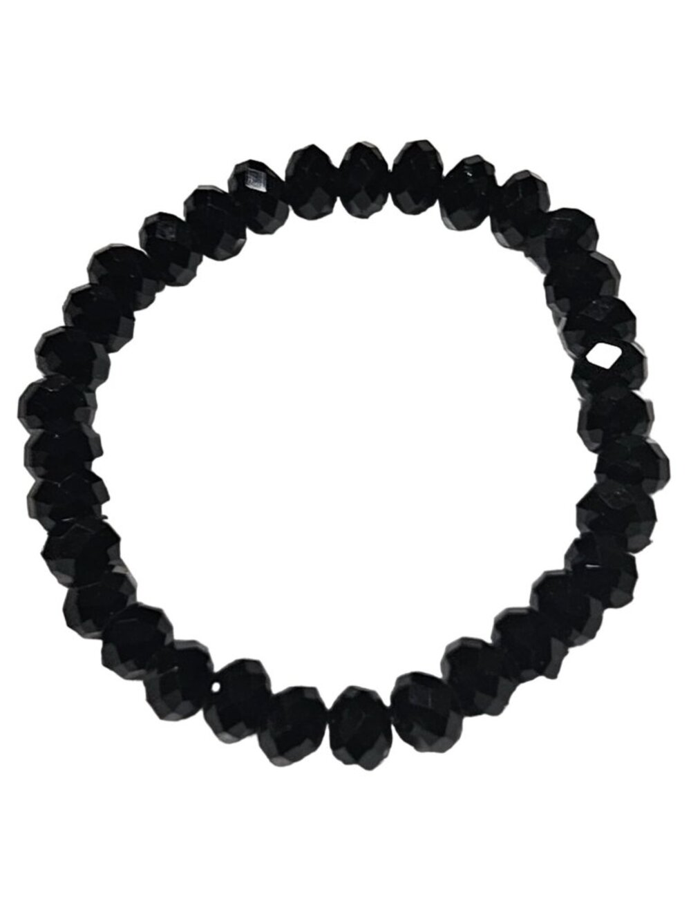 Retro Beaded Stretch Bracelet Black Faceted Beads 80s 90s Fashion Jewelry Women
